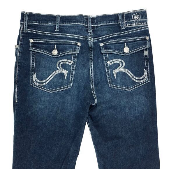 Rock & Republic Bootcut Jeans Men 38x32 Blue Classic Retro Business Casual Denim - Picture 7 of 16